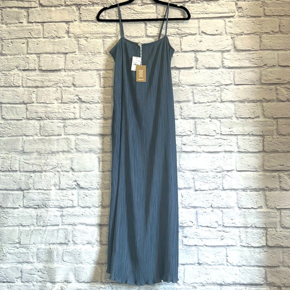 Madewell Teapot Blue The Goldie Dress in Plissé Size 2 - Picture 2 of 8